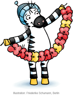 Zebra_Franz_Girlande_neu Zebra Franz mit einer Girlande