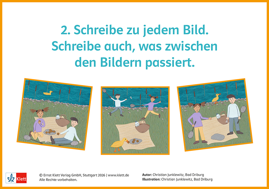 Tippkärtchen Schreibkonferenz Klasse 2 Bildergeschichte Am See