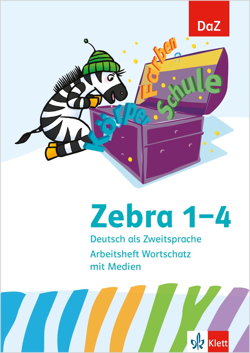 Cover_300651_2469_800 Cover des Zebra DaZ Arbeitsheft Wortschatz: digital üben mit integriertem eTraining