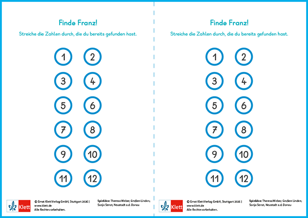 Zebra Bewegungsspiel Finde Franz! Laufzettel