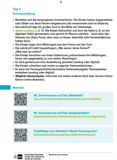 Zebra Schulstartheft Klasse 3 Tag 2