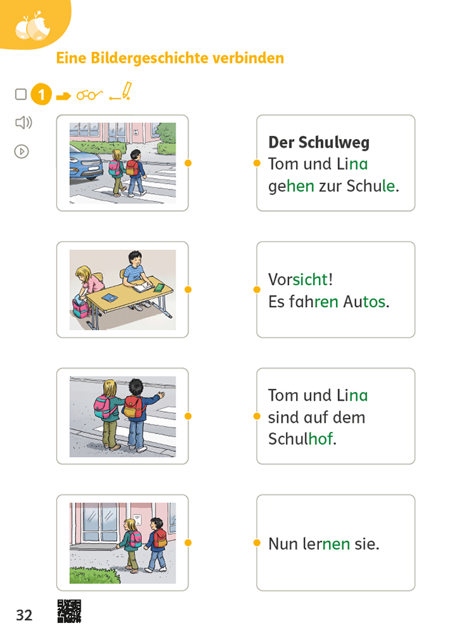 Übungsformat Bildergeschichte ordnen in Zebra Arbeitsheft B Lesen / Schreiben inklusiv