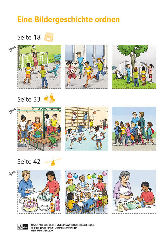 Übungsformat Bildergeschichte ordnen Einleger in Zebra Arbeitsheft B Lesen / Schreiben inklusiv