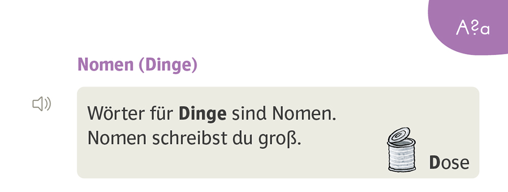 Merksatz Nomen im Zebra Arbeitsheft Sprache inklusiv