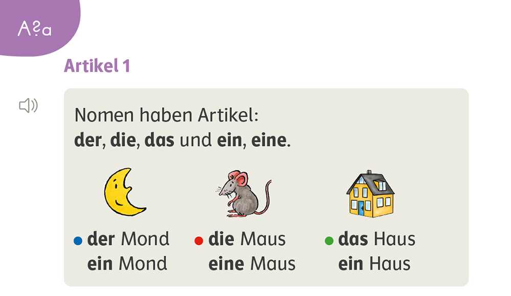 Merksatz Artikel im Zebra Arbeitsheft Sprache inklusiv
