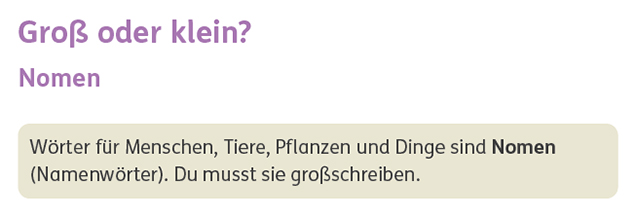 Merksatz Nomen im Zebra Arbeitsheft Sprache 2