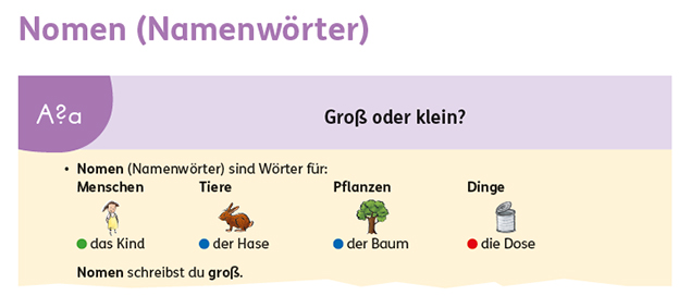 Merksatz Nomen im Zebra Arbeitsheft Sprache Fördern 2