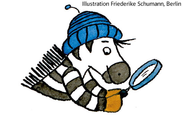 Zebra_Lupe_neu Zebra Franz schaut durch eine Lupe