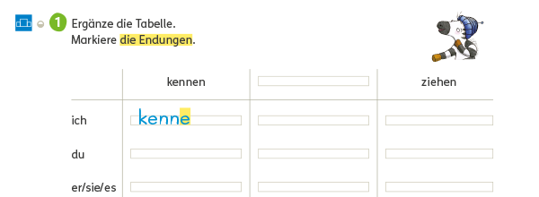 Zebra Arbeitsheft Sprache 3, S. 53: Verben: Grundform und Personalform.