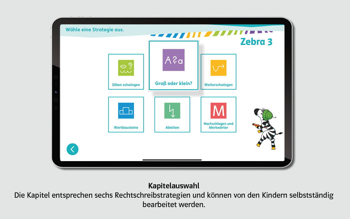 Zebra-App Kapitelauswahl