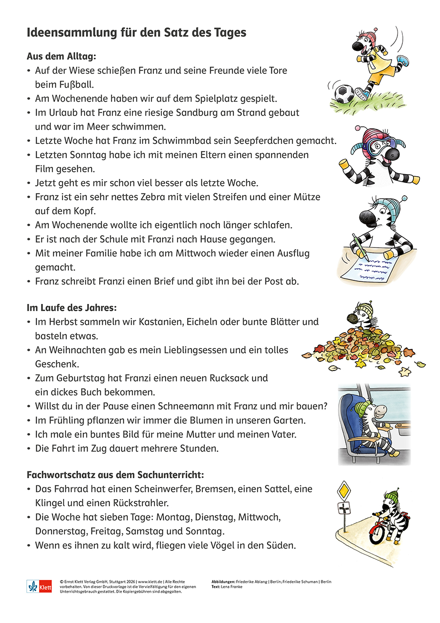 Zebrafanclub-Satz-des-Tages-Ideensammlung Ideensammlung zum Satz des Tages