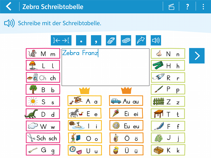 Die Zebra Schreibtabelle Freies Schreiben